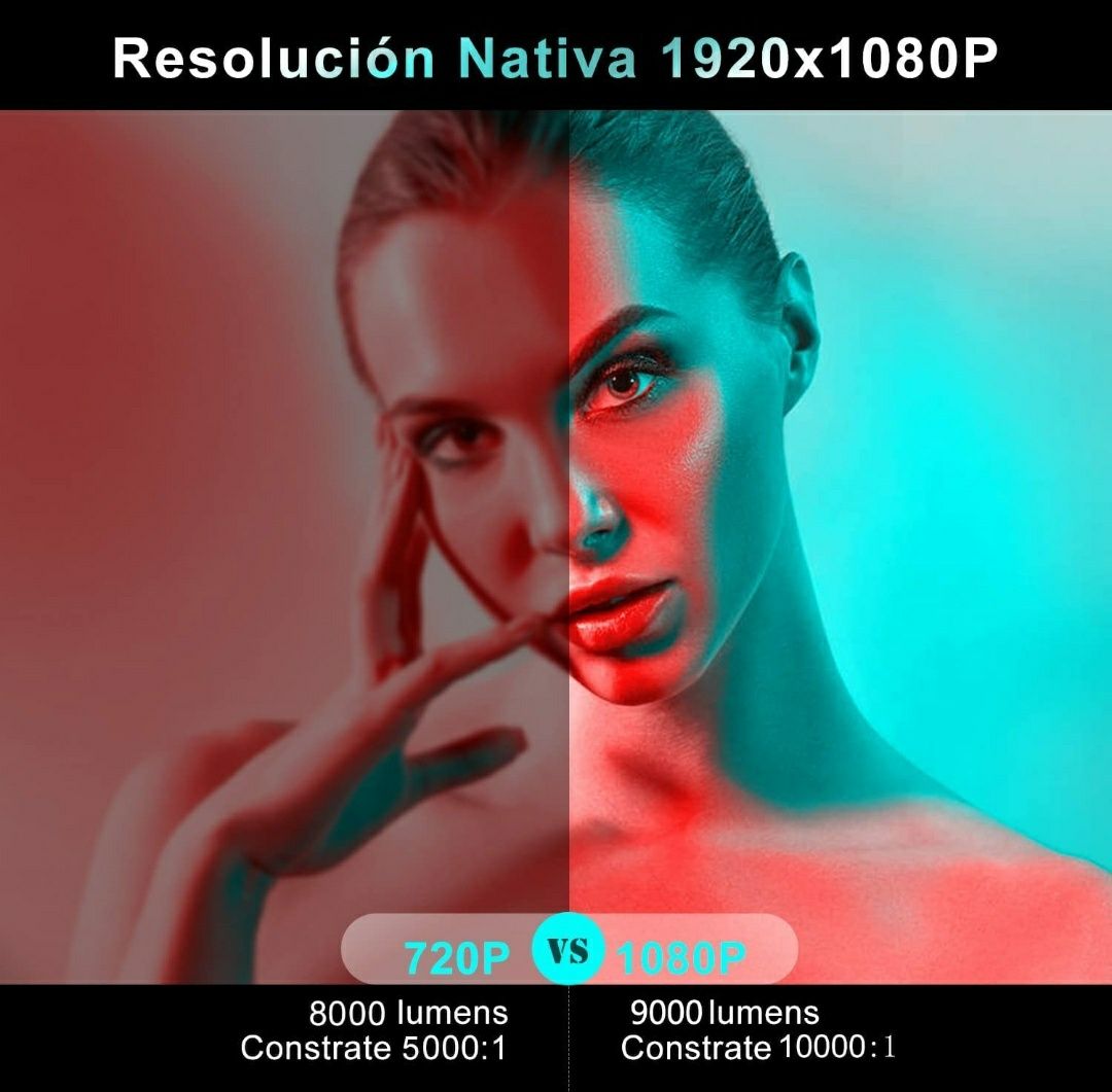 Projetor led 9000 lumens / NATIVA 1080P REAL + WiFi + BLUETOOTH+ YouTu