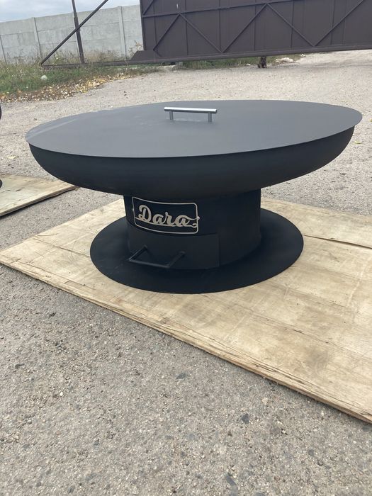 Костровая чаша, уличный камин ELLIPSE 02 c крышкой в комплекте