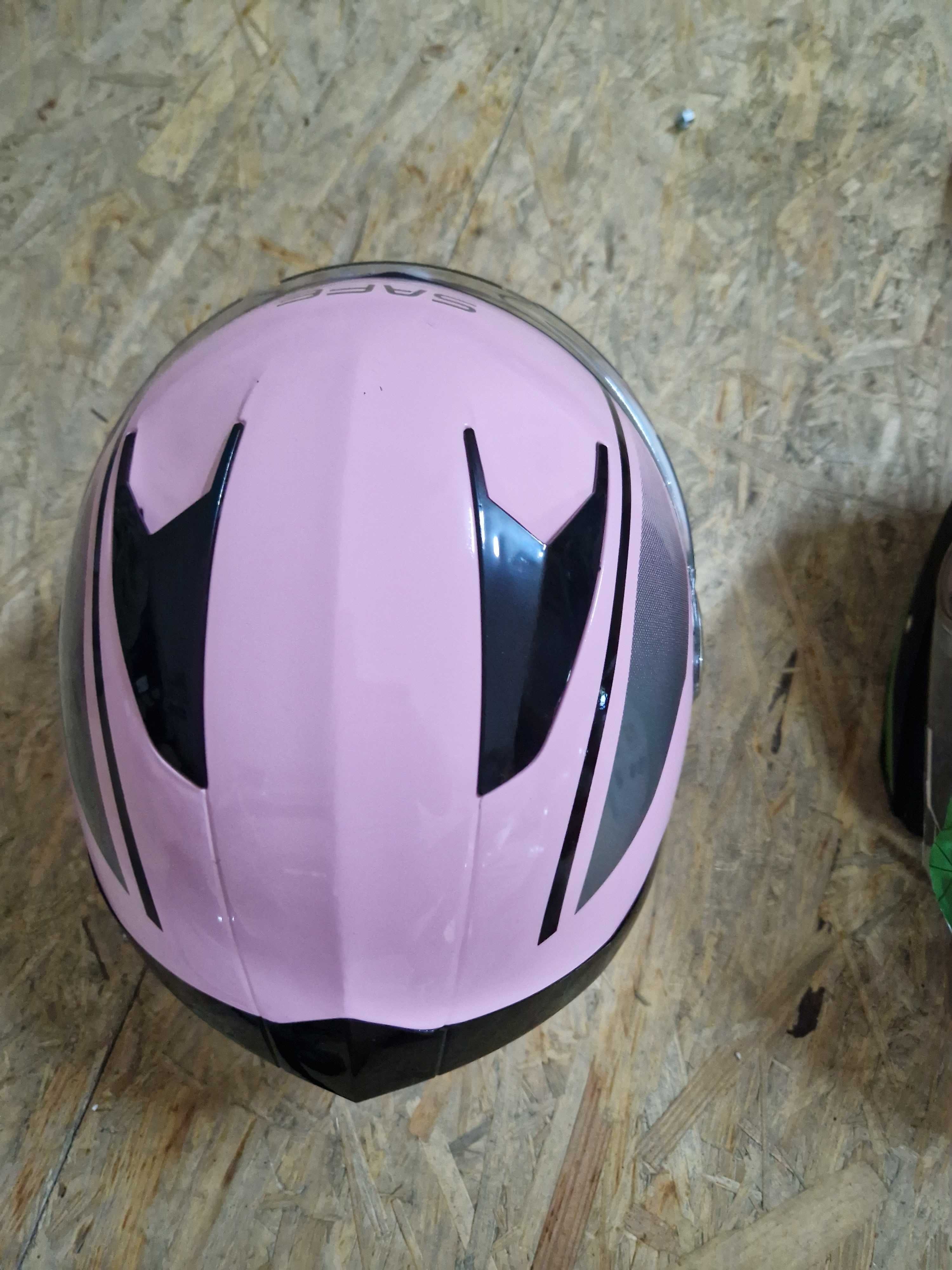 Kask skuter czarny różowy biały popielaty helmet