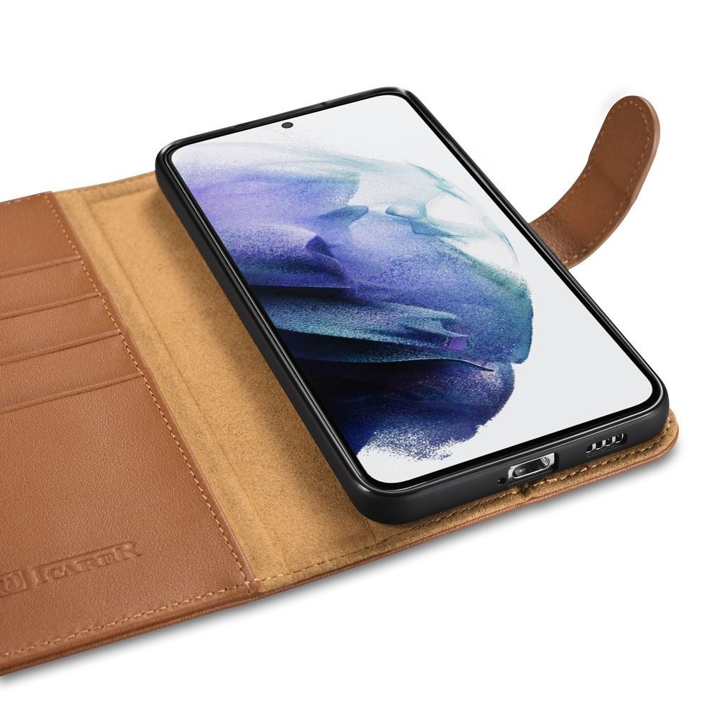 Etui Icarer Haitang Leather Wallet Samsung Galaxy S22 Plus Brązowy