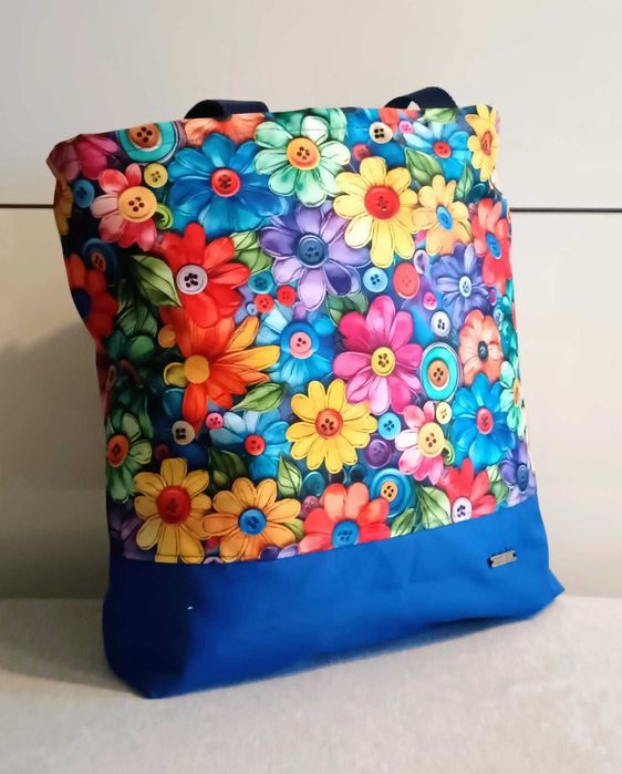 Torba shopper Hand Made guziki kolorowe