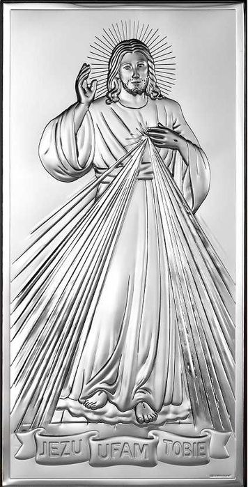 Srebrny Obrazek Jezu Ufam Tobie Jezus Komunia Ślub Rocznica grawer