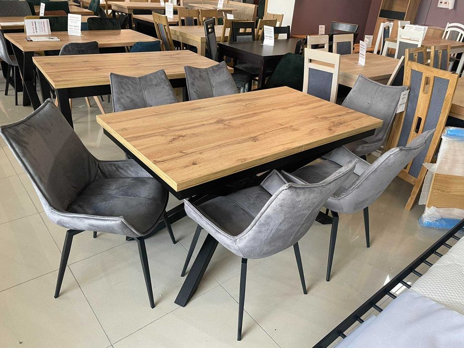 (104L)  Stół pająk rozkładany + 6 krzeseł Bilbao, 2499 zł nowe