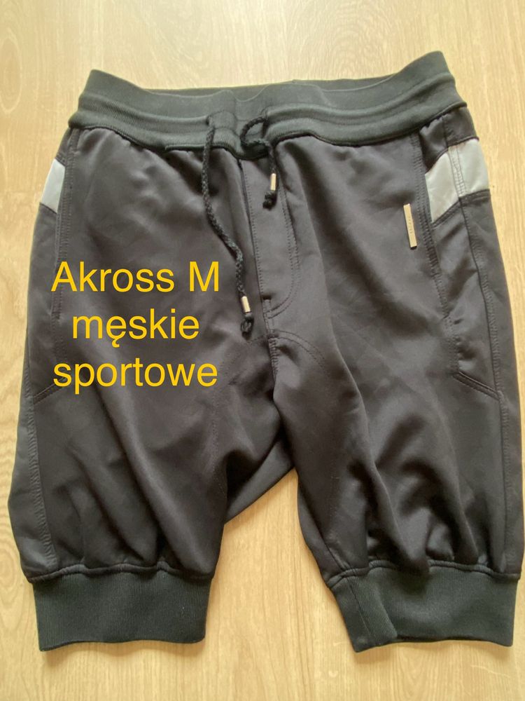 Akross M czarne M sportowe spodenki meskie szorty pas guma Vintage