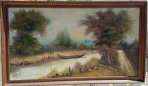 Quadro com paisagem a óleo