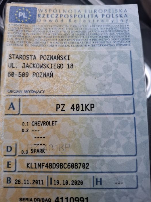 Chevrolet Spark 2011 1.2 benzyna Klima Elektryka Wspomaganie