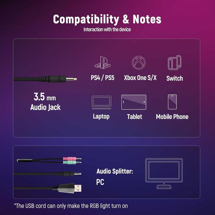 Słuchawki nauszne Ozeino ZW1 gamingowy dla graczy do PS4, PS5 PC