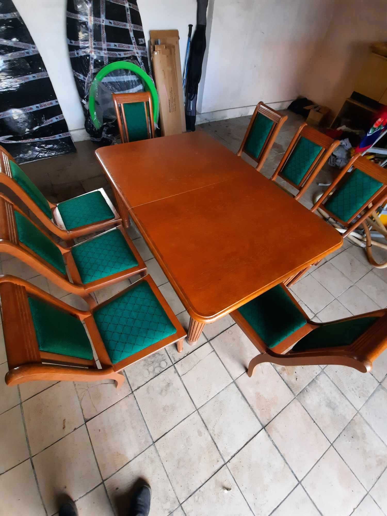 stół + 8 krzeseł drewno