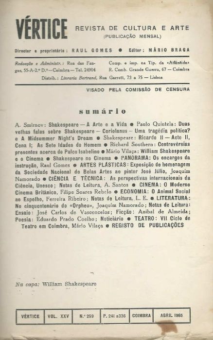 Vértice nº 259 – Abr. 1965