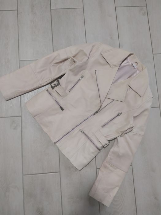 Куртка косуха з натуральної шкіри рожева