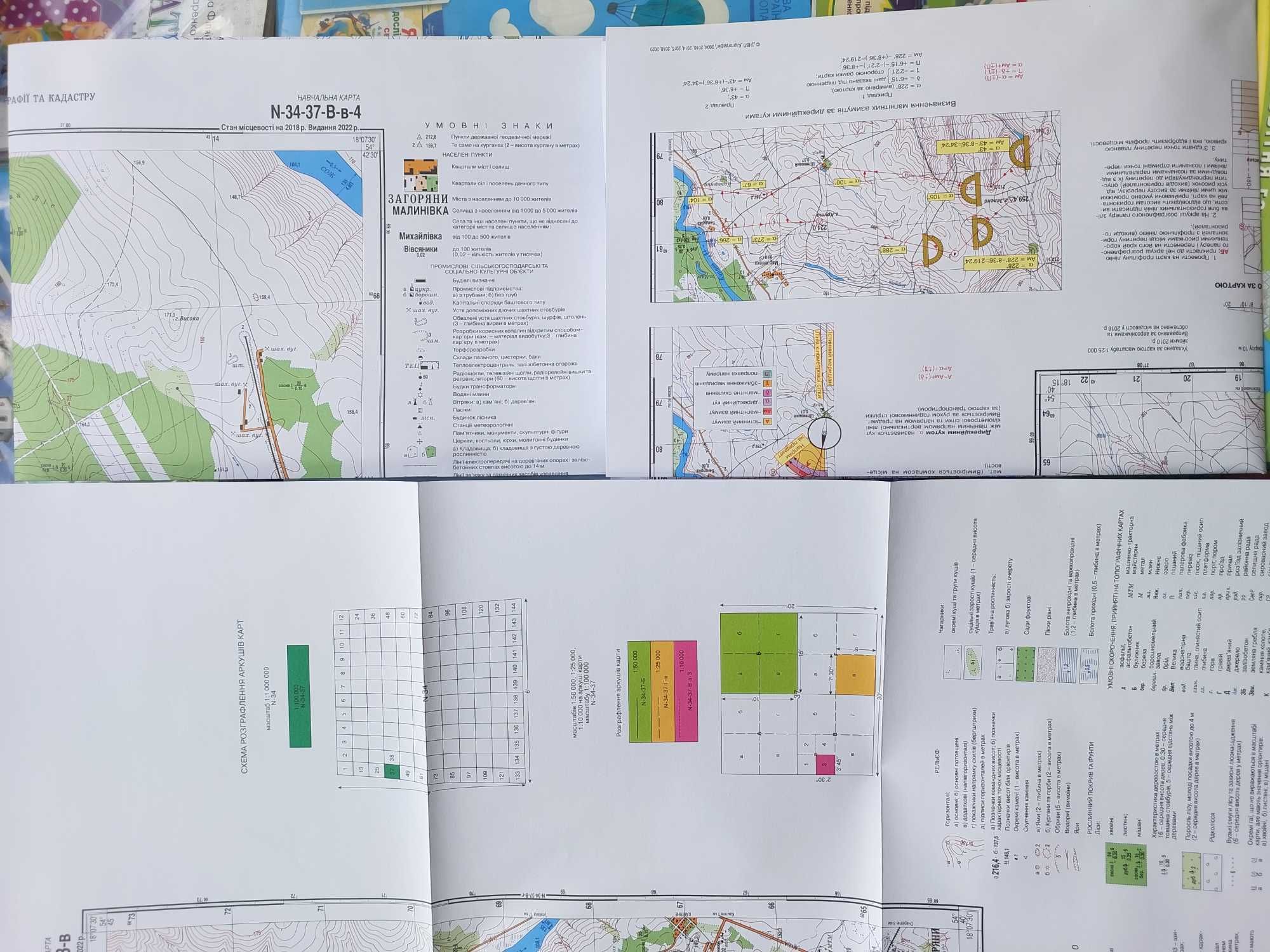 Навчальні топографічні карти комплект 1 : 10 000 - 100 000