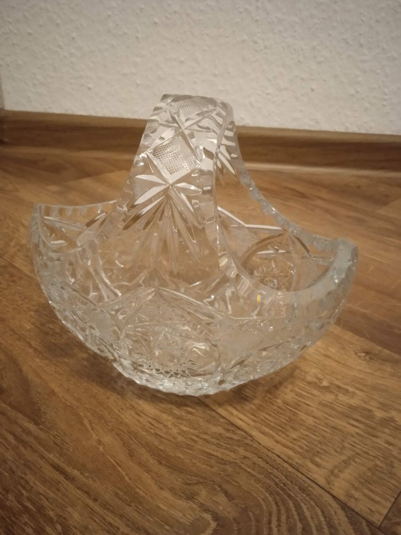 Kryształ kryształowy koszyk na słodycze dekoracje PRL