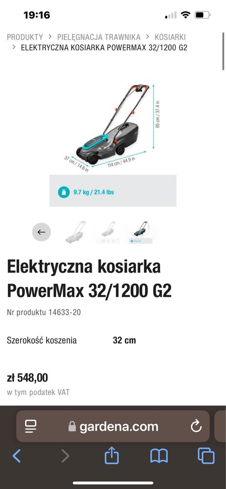 Elektryczna kosiarka PowerMax 32/1200 G2