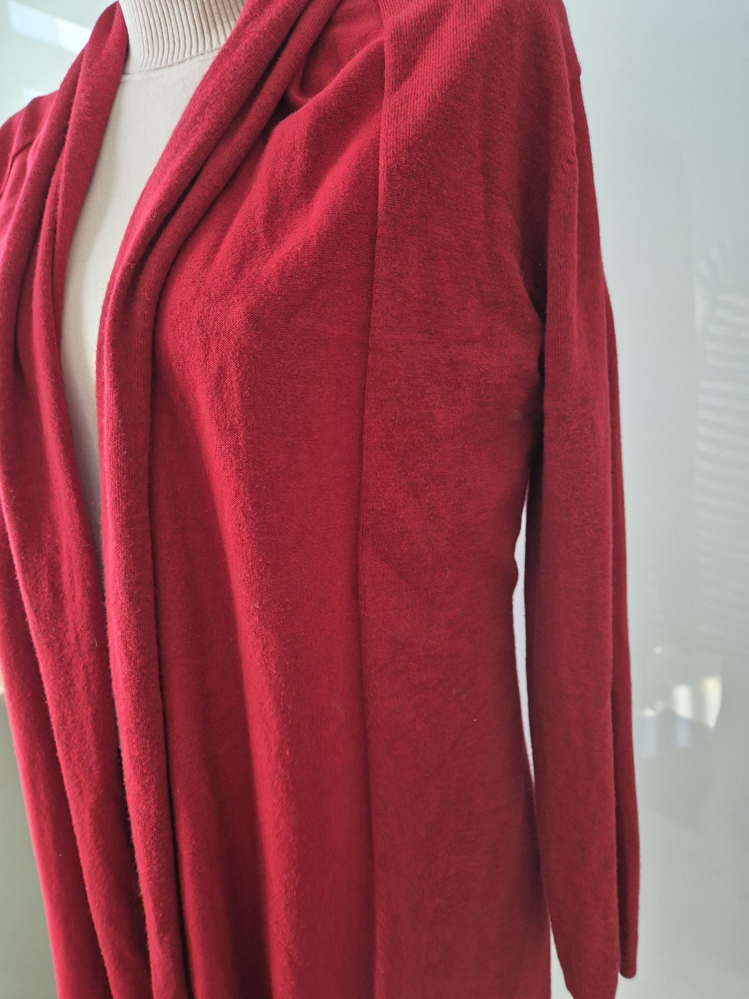 Czerwony długi kardigan Zara Knit L używany