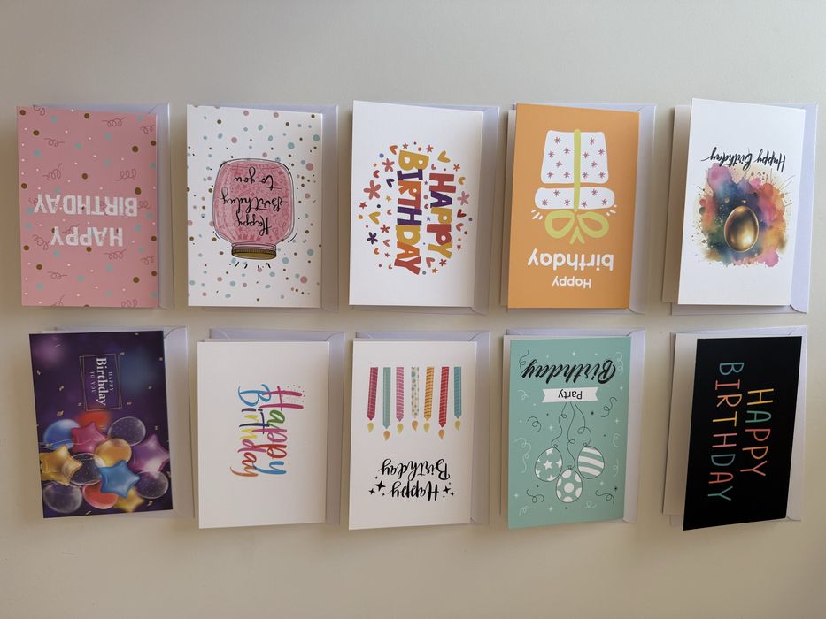 Cartões de aniversário (modelo 4 - pack com 10)