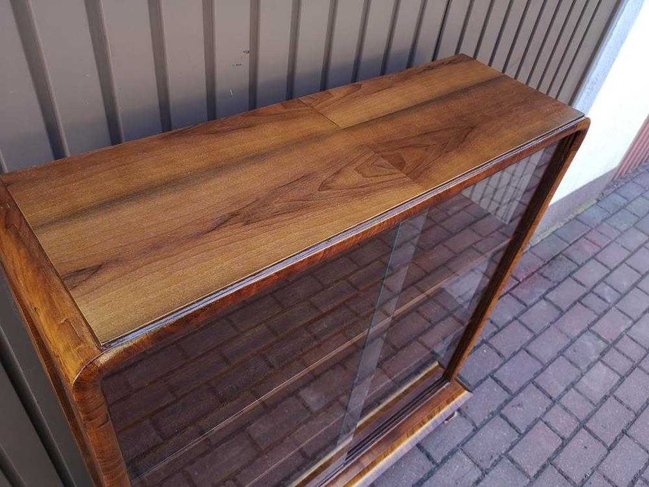 Witryna Serwantka Biblioteka ART-DECO Orzech Stara Antyk Po Renowacji.