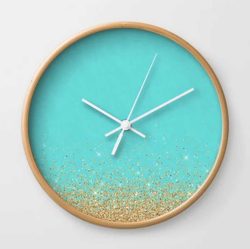 Relógio de Parede Sand & Gold Glitter
