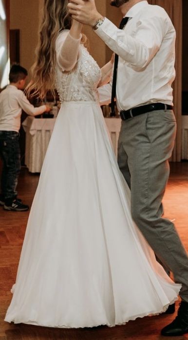 Suknia ślubna Madonna długi rękaw rozmiar 34/36