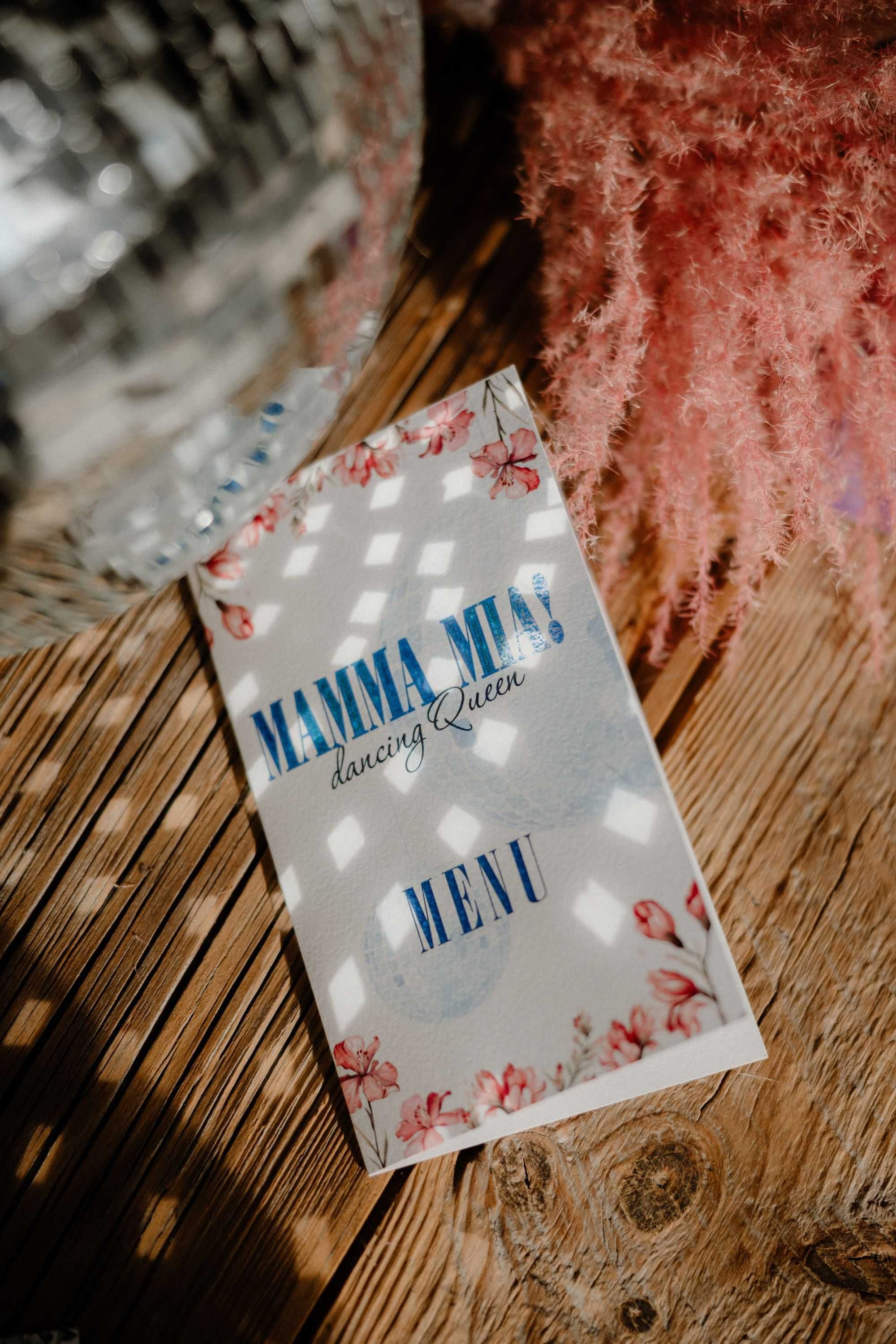 Menu na stół weselny  Mamma Mia