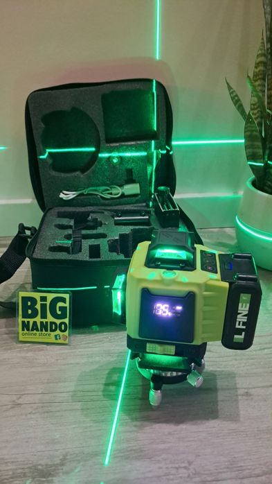 Nível Á Laser 4d Verde 16 Linhas Com 360 Graus + Tripé