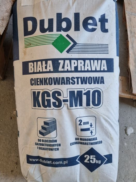 Biała zaprawa klej cienkowarstwowy Dublet KGS-M10 do gazobetonu