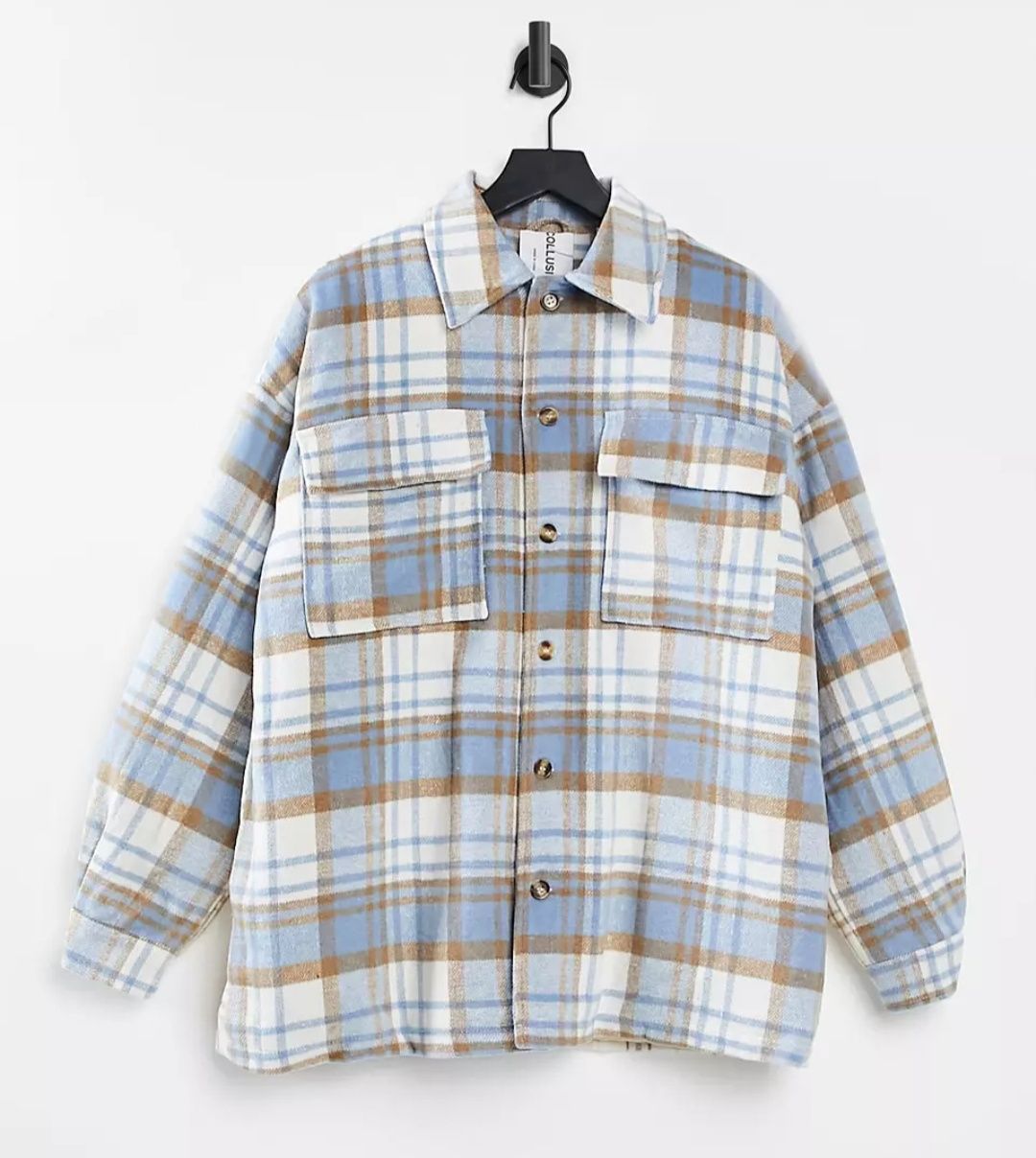 Kurtka koszulowa w kratę Collusion S oversize unisex