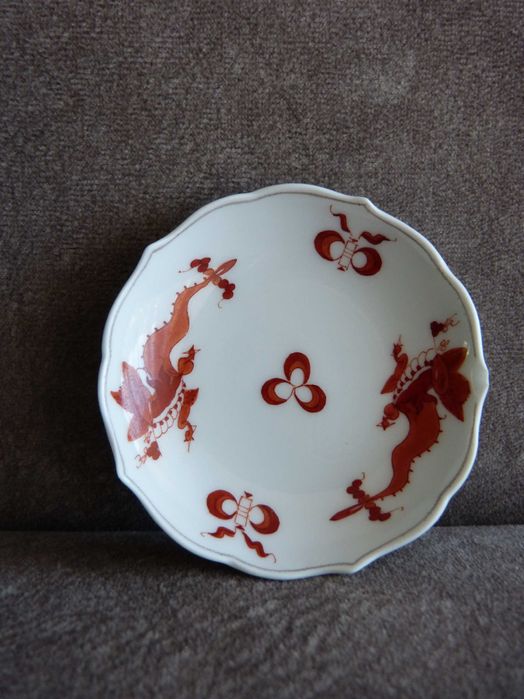 Miśnia talerzyk czerwone smoki