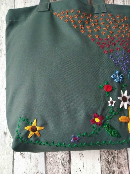 Torba na zakupy, haft ręczny