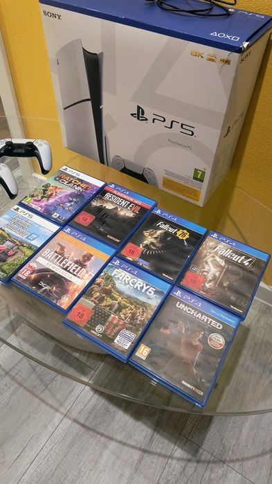 Jak nowa konsola PS5 8k HDR 1TB gwarancja 2 pady gry komplet pudełko