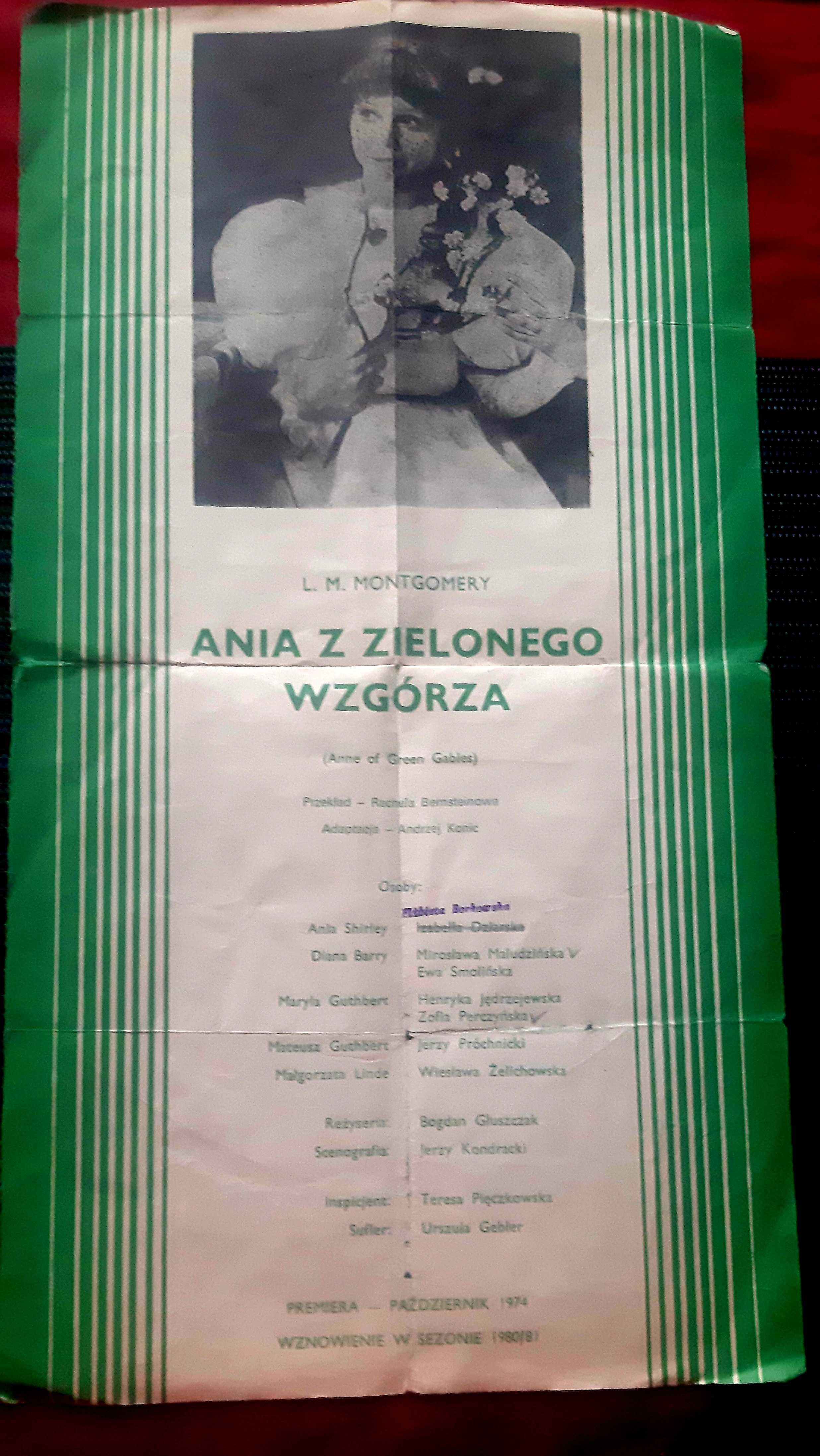 afisz Teatru Popularnego Ania Z Zielonego Wzgórza