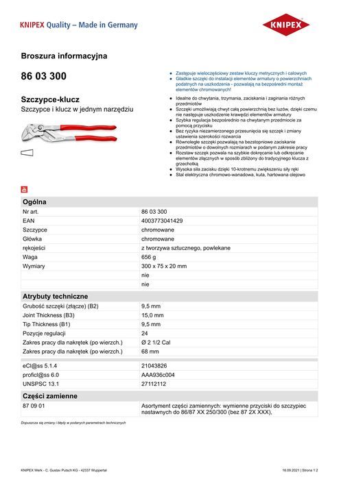 Szczypce-Klucz 300Mm Knipex