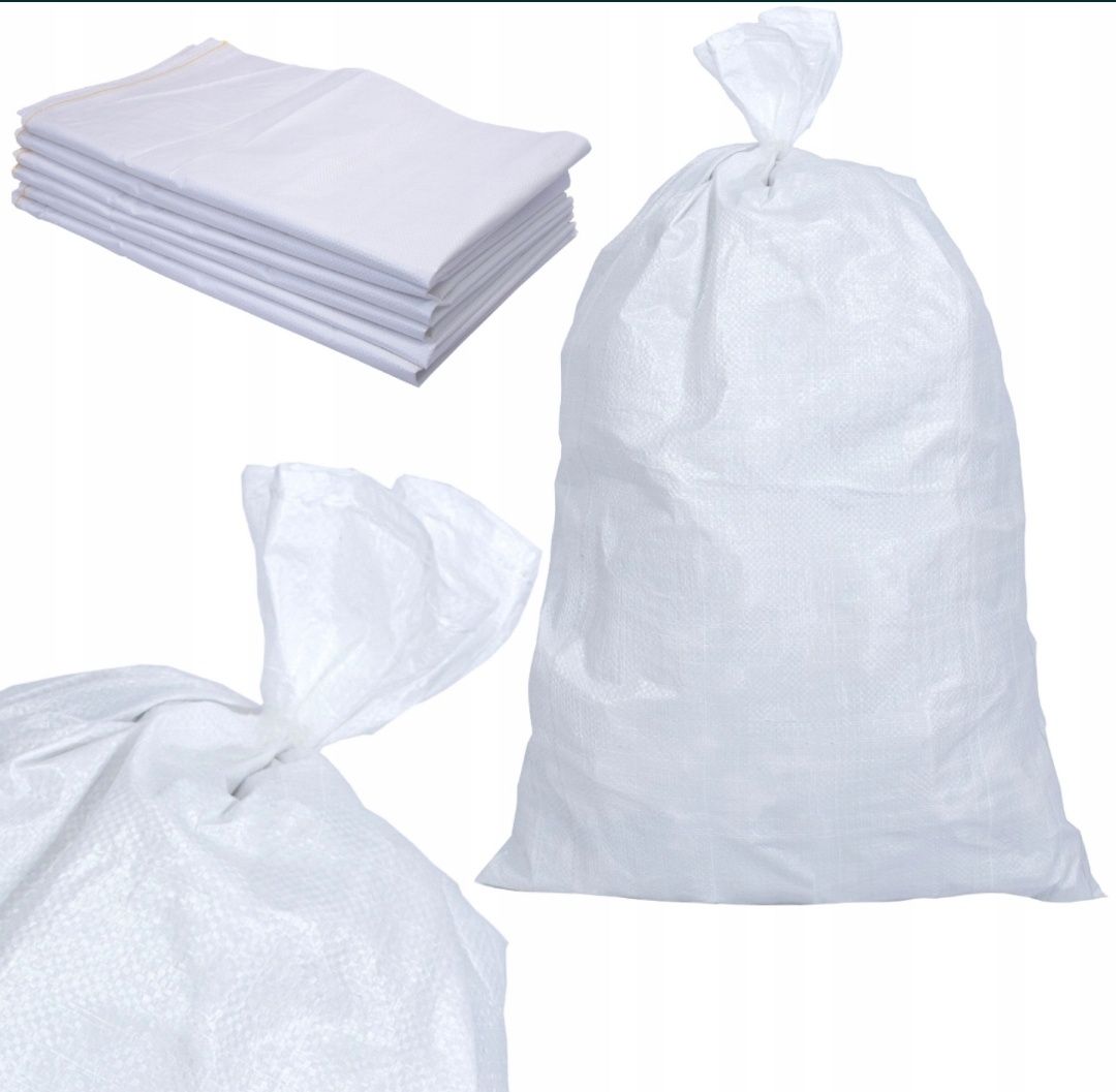 100x Worki Parciane 50x85 25-30kg na gruz zboże węgiel Mocne Białe