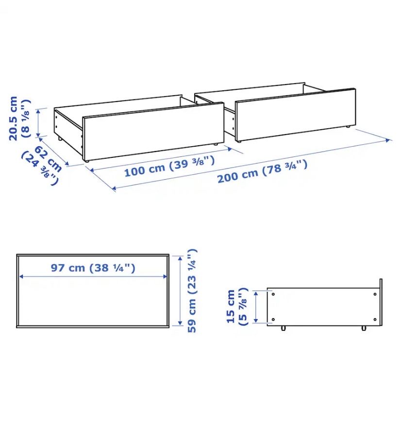 IKEA MALM szuflady pod łóżko