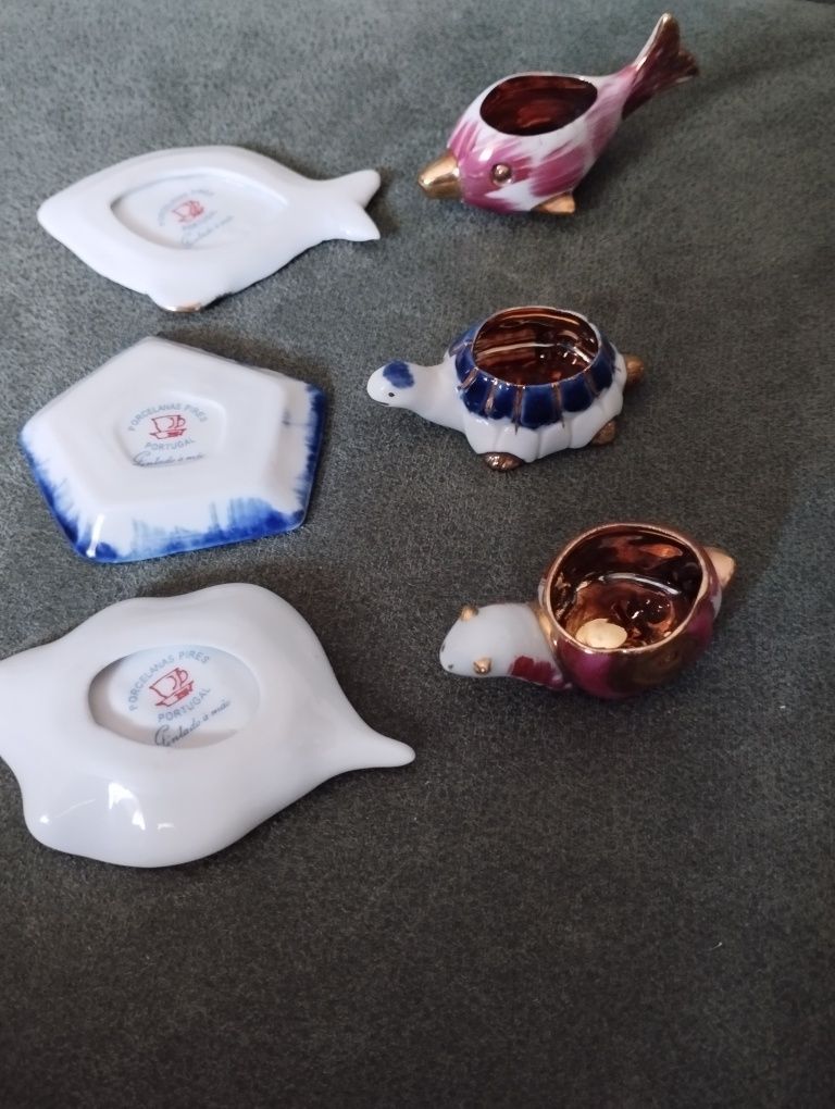 Chávena Miniatura em Forma de Animal Pires Porcelanas Pintadas a Mão