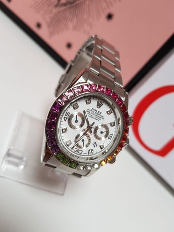 Zegarek damski Rolex Daytona srebrny kolor biała tarcz