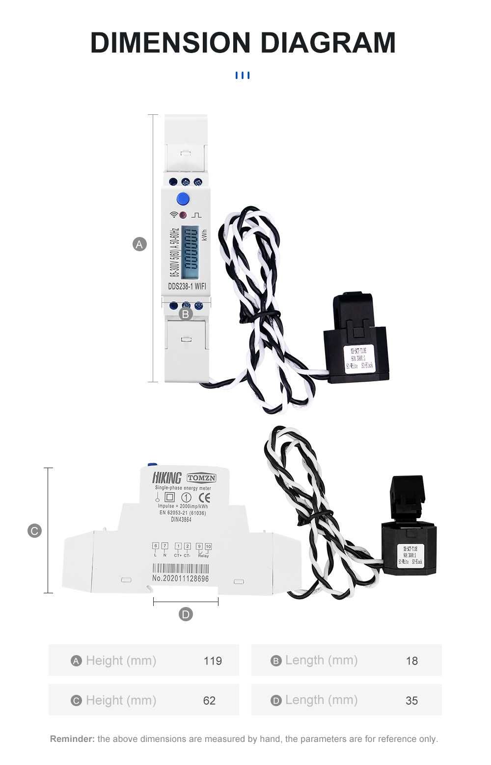 Contador/analizador/Medidor/Interruptor energia elétrica WIFI