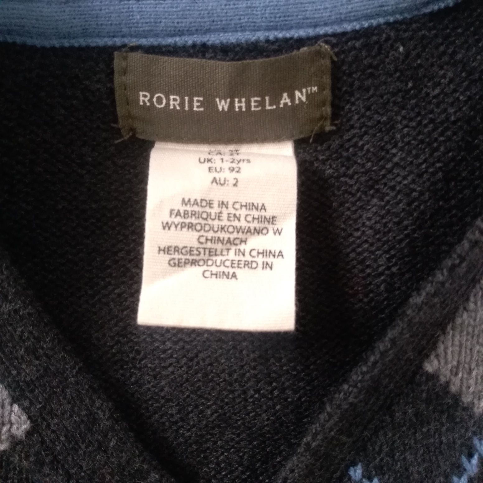 Rorie Whelan ubrana raz kamizelka 100% bawełny. 92-100 cm