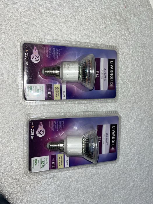 zestaw 2szt żarówek E14 3W świecą jak 23W LED-owe, ciepłe białe