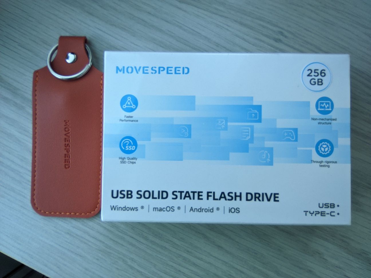 Флешка MOVESPEED 256GB. 520MB/s USB 3.2 Type C. Флеш-диск