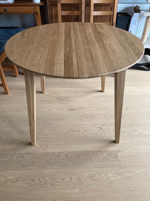 Nowy stòł dębowy okrągły, rozkładany