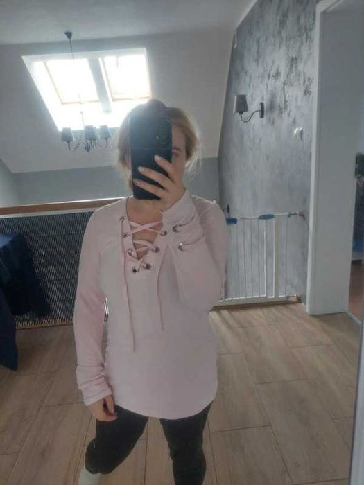 Różowa bawełniana bluzka tunika koszula rozm. S