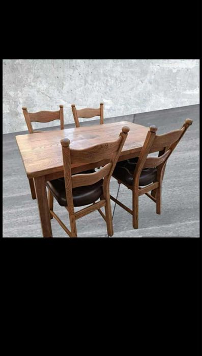 Sprzedam komplet dębowy stół 4 krzesła +ława dąb lity