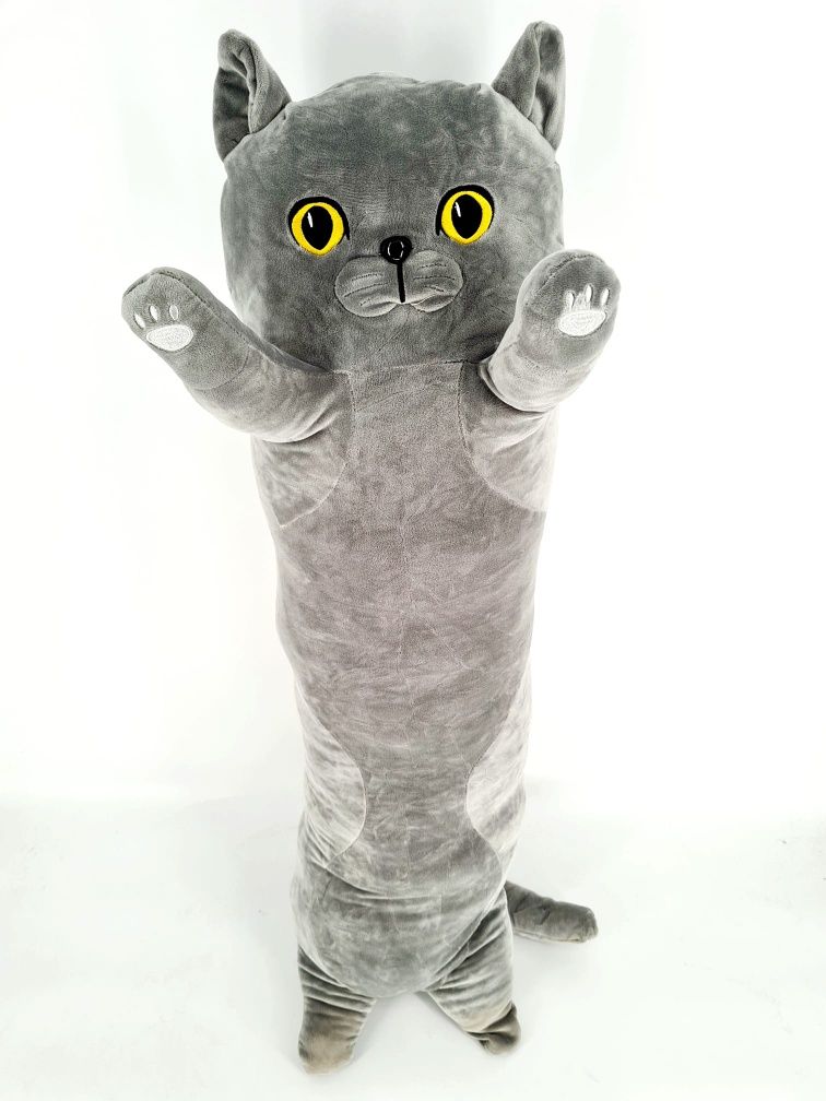 Ogromny pluszak maskotka Kot Kotek szary długi 120 cm nowy
