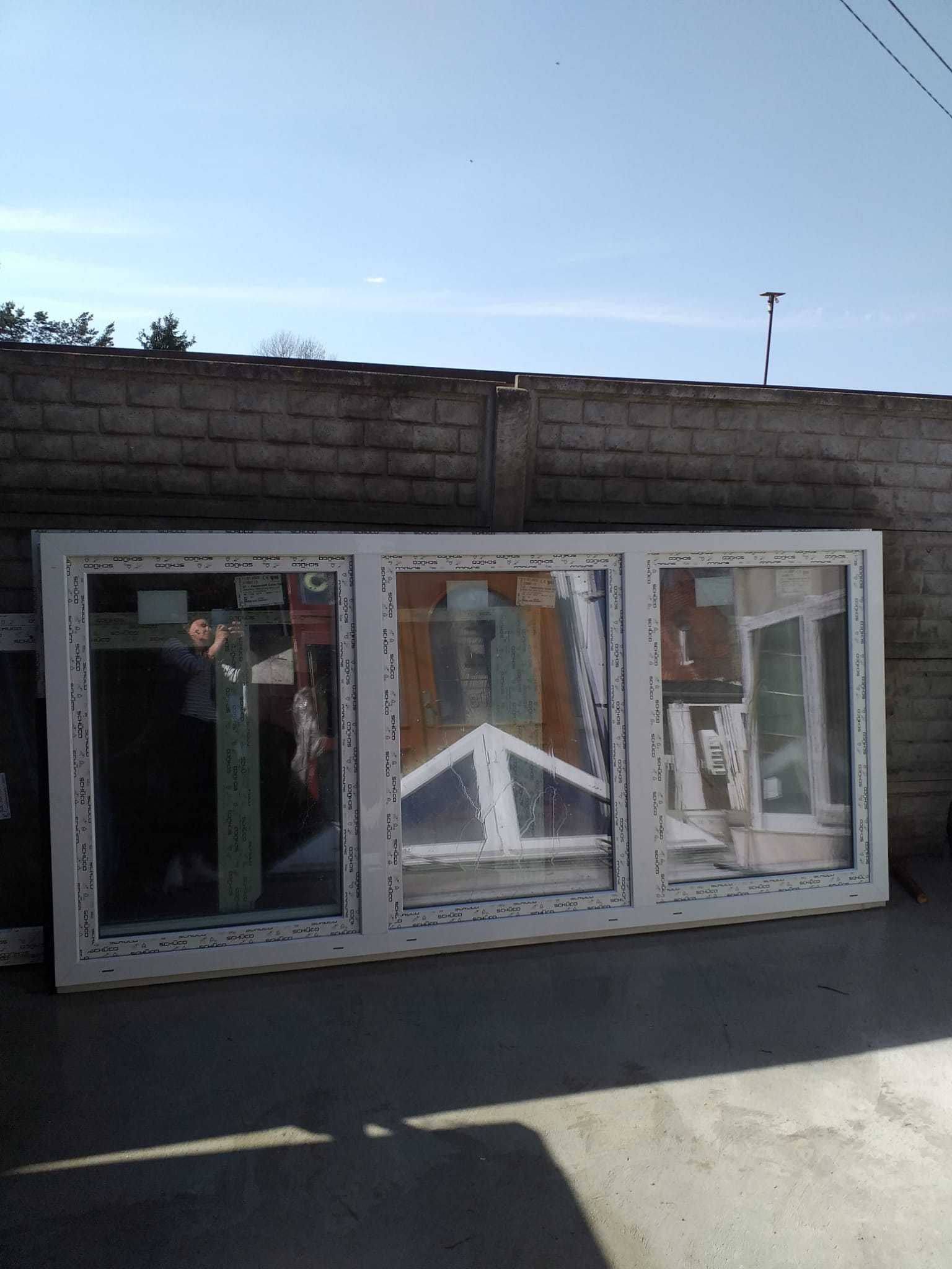 Nowe okno trzyskrzydłowe duże 284x135 okna pcv plastikowe DOWÓZ KRAJ