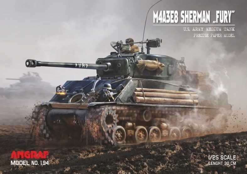 Model kartonowy -   M4A3E8 Sherman "FURY"  -  Angraf  194