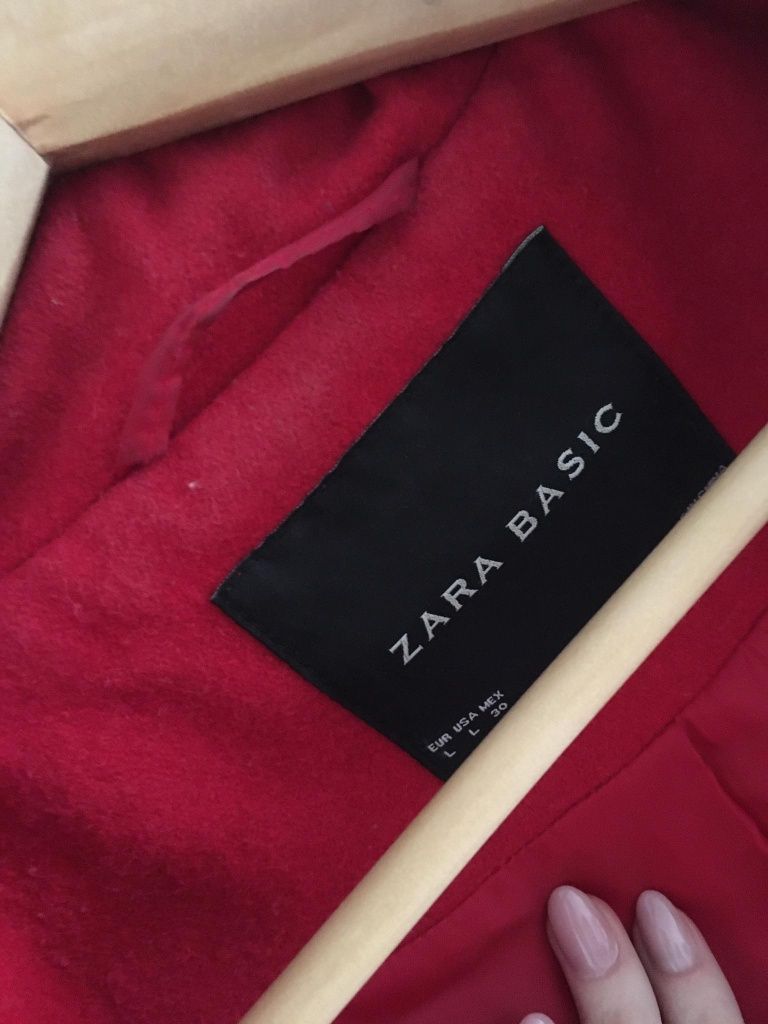 Czerwony Płaszczyk Wiosenny Zara Basic r.L