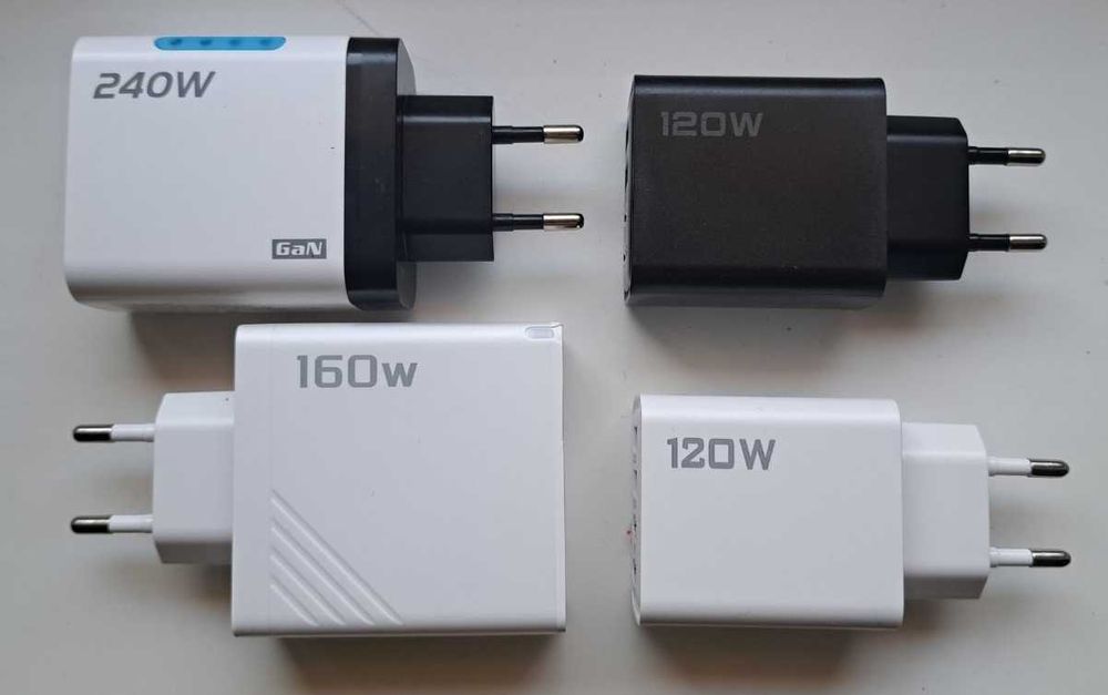 Потужні зарядні пристрої телефонів  гаджетів 120W 160W та кабелі