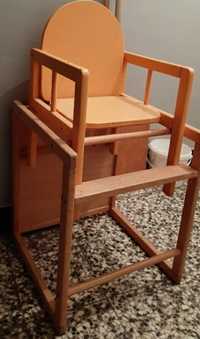 Krzesełko drewniane do karmienia BUK stolik 3w1