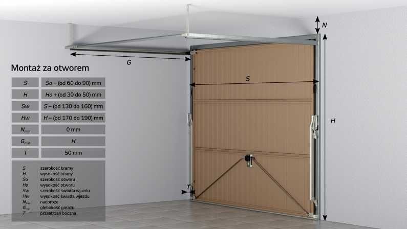 Drzwi Brama garażowa ocieplona uchylna 2,40x2,10m Brąz RAL8017 GARSTA