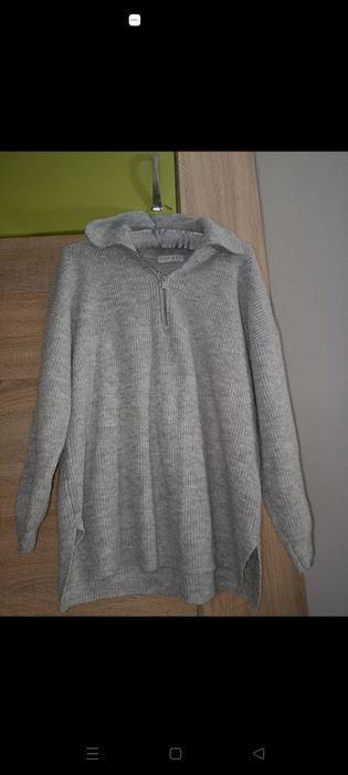 Szary sweter z zamkiem xl